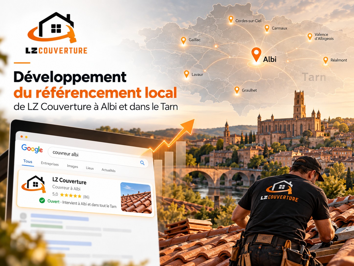 Développement du référencement local de LZ Couverture à Albi et dans le Tarn