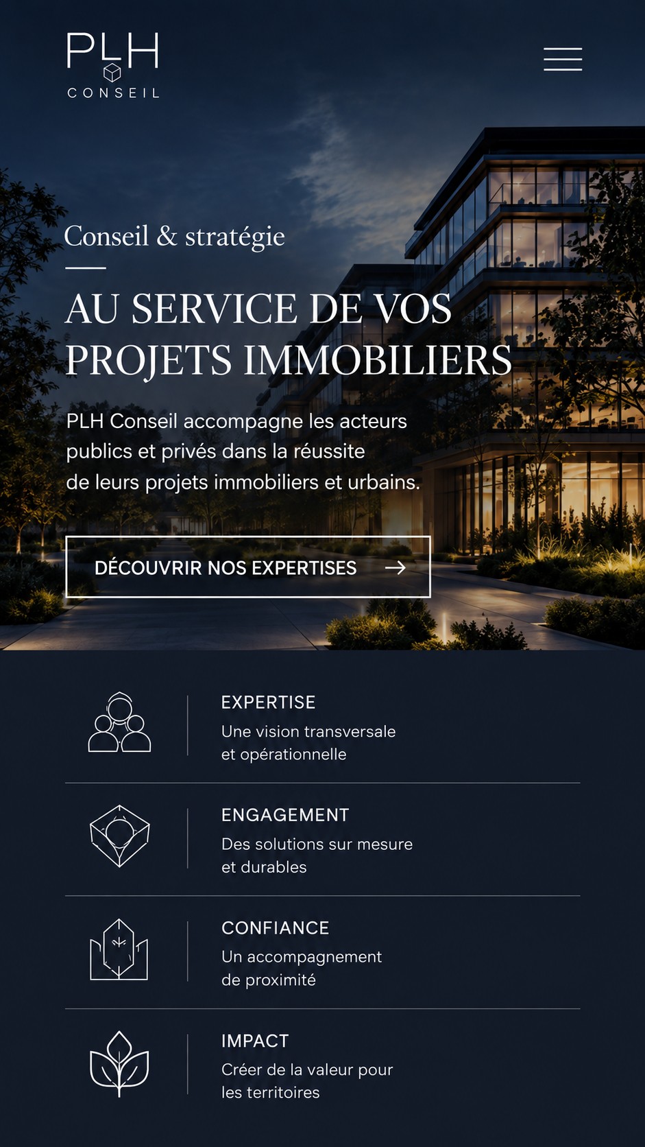 Version mobile d'un site internet créé par Scribe